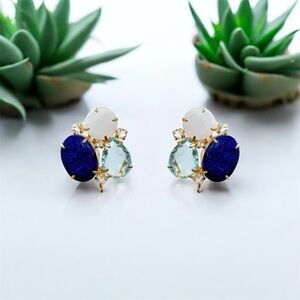 Elegant Gold and Blue Gemstone Earrings